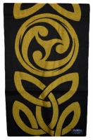 James Pure Wool Celtic Swirl Reversible Scarf Black Gold